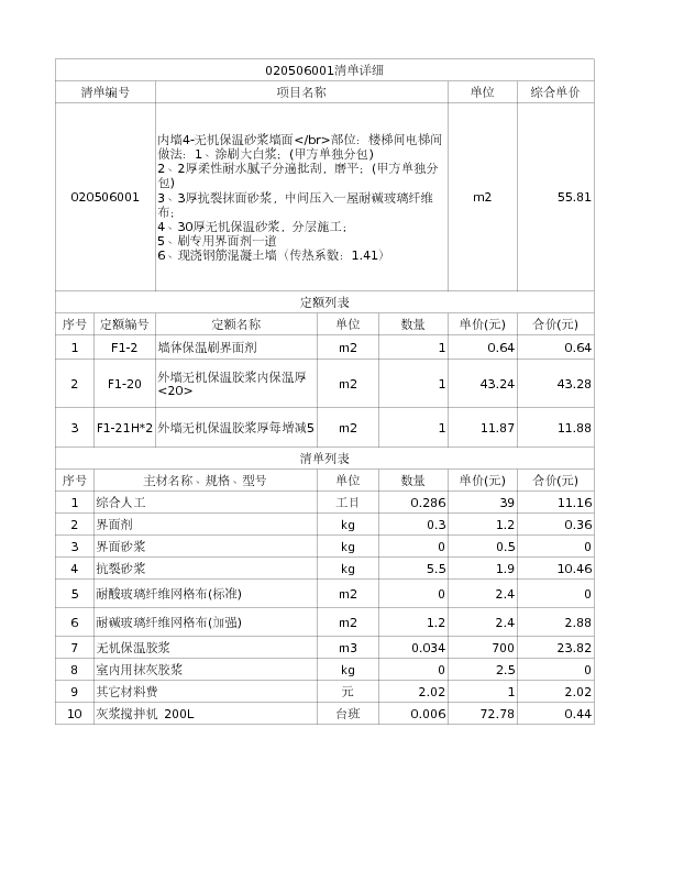 020506001  内墙4-无机保温砂浆墙面</br>部位：楼梯间电梯间
