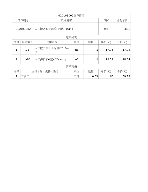 010101002  人工挖运中分带打堆土方到行道树树穴,均距:30m