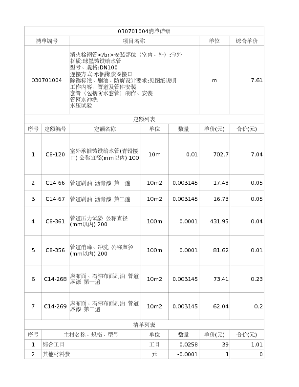 030701004  消火栓钢管</br>安装部位（室内、外）:室外
