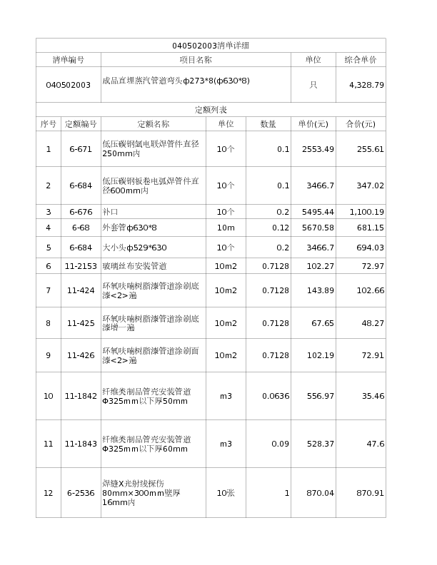 040502003  成品直埋蒸汽管道弯头ф273*8(ф630*8)