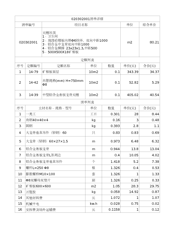 020302001  天棚吊顶