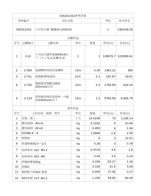 030201002  干式变压器 SCB10-1000/10
