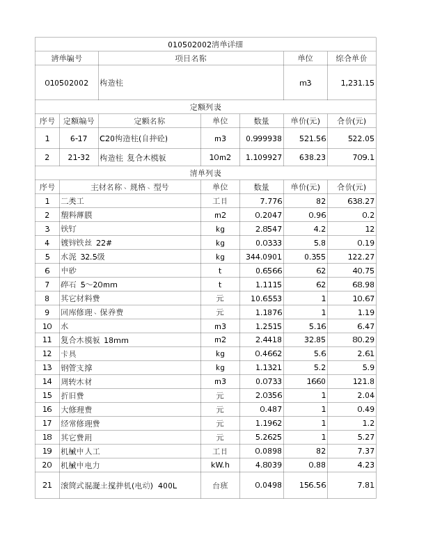 010502002  构造柱