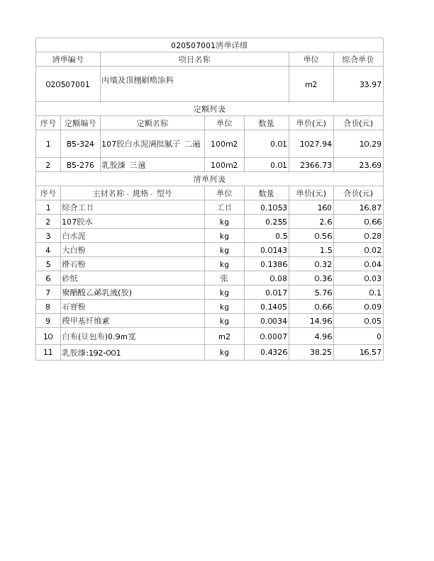 020507001  内墙及顶棚刷喷涂料