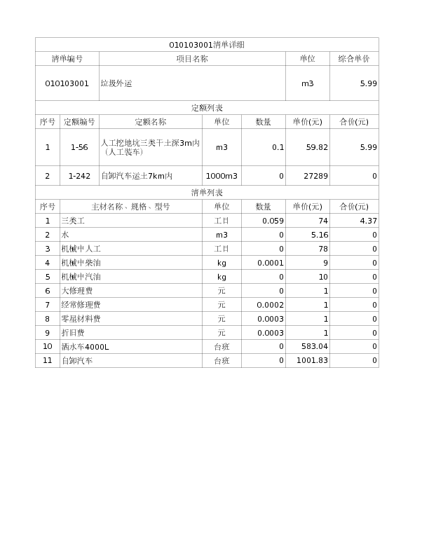 010103001  垃圾外运
