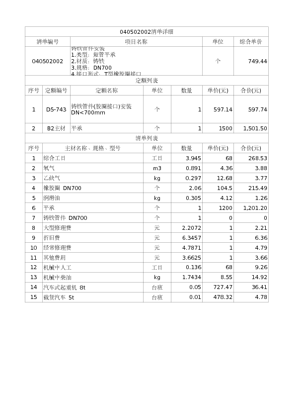 040502002  铸铁管件安装