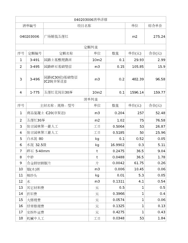 040203006  广场铺装五莲红