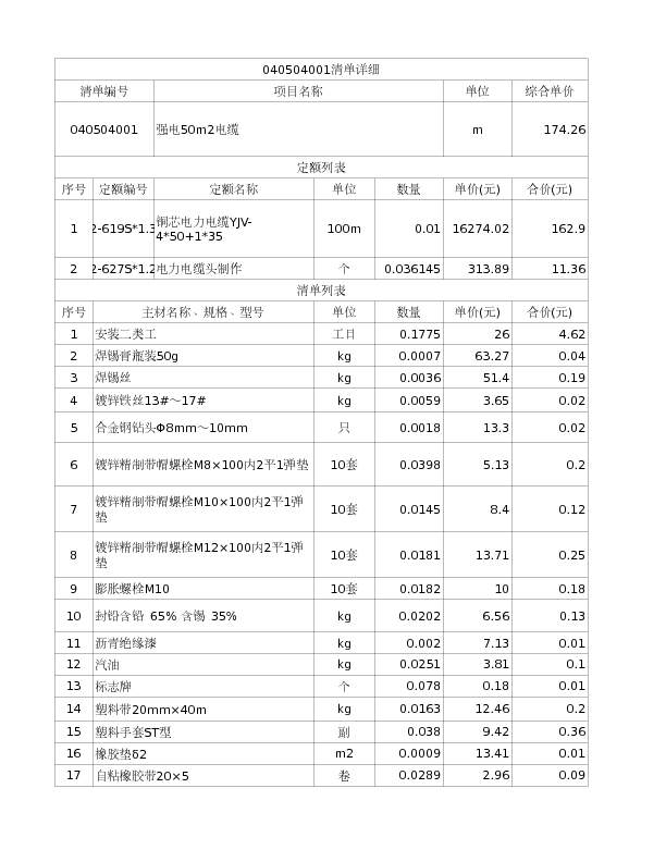 040504001  强电50m2电缆