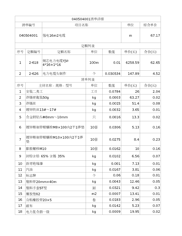 040504001  强电16m2电缆