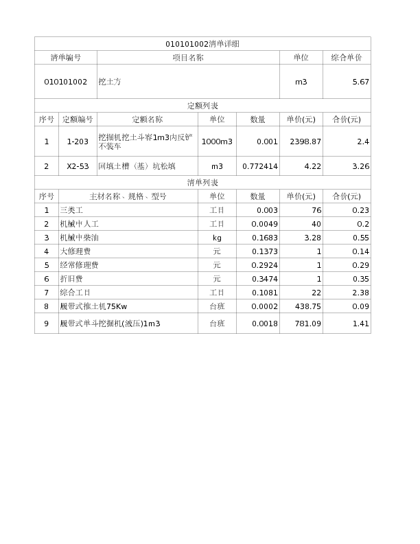 010101002  挖土方