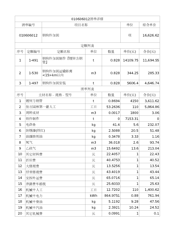 010606012  钢构件加固