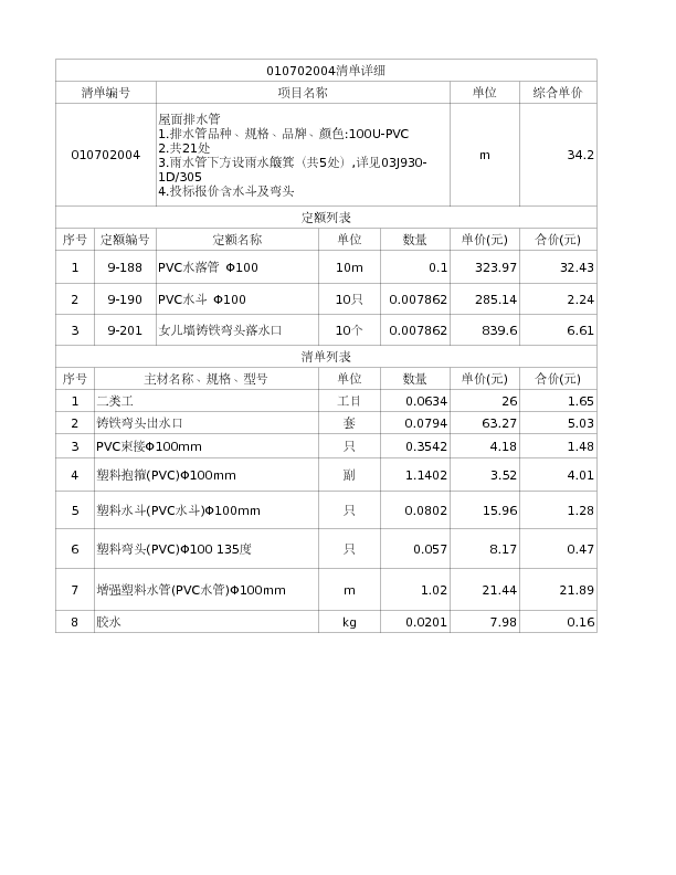 010702004  屋面排水管