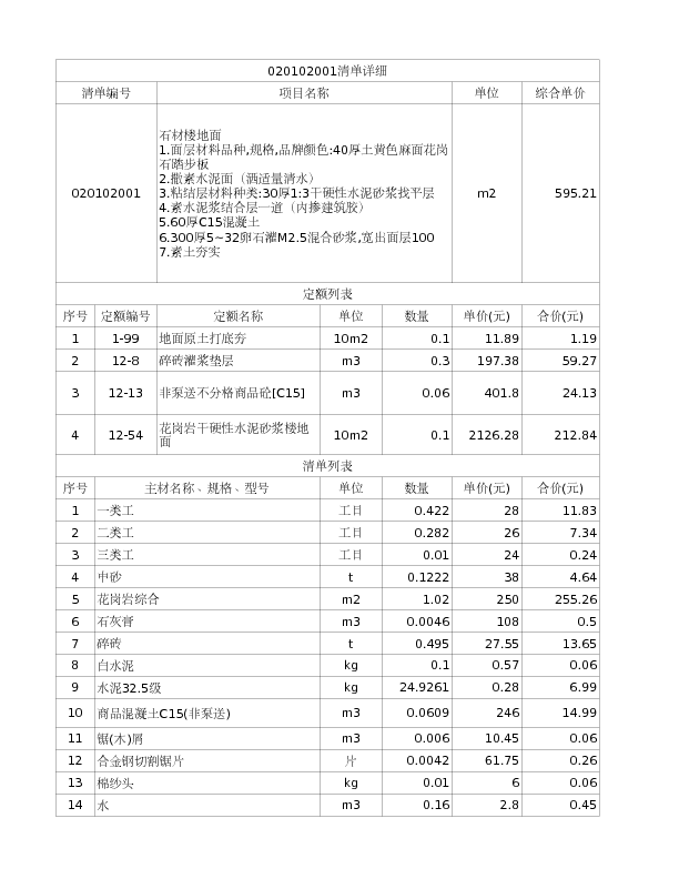 020102001  石材楼地面