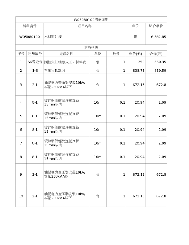 W05080100  木材面油漆