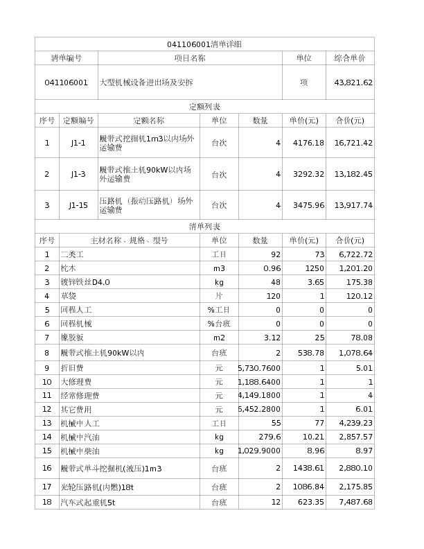 041106001  大型机械设备进出场及安拆