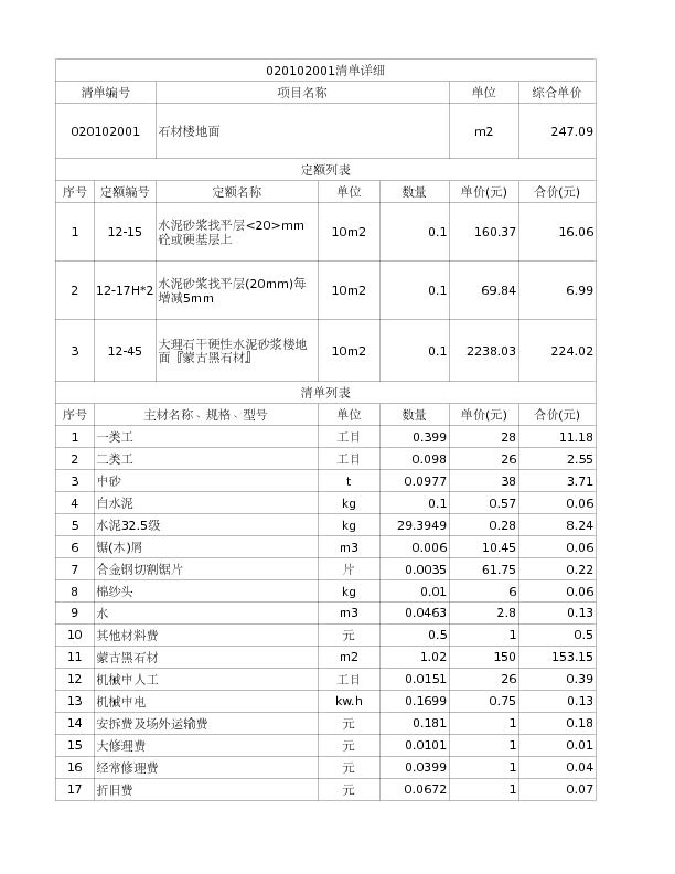 020102001  石材楼地面