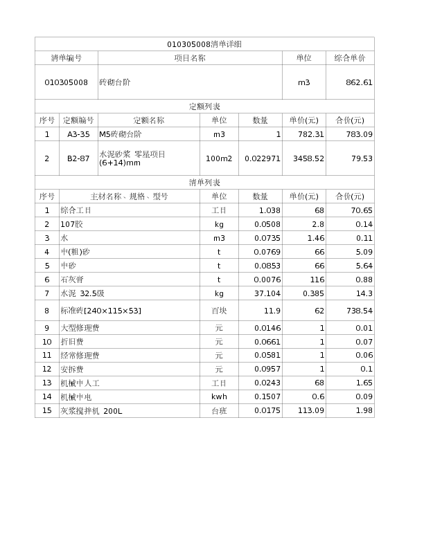 010305008  砖砌台阶